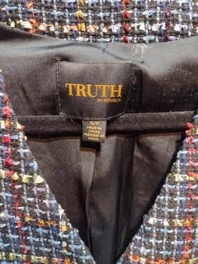 Multicolor Cotton & Wool Tweed Blazer Jacket (Size Small)